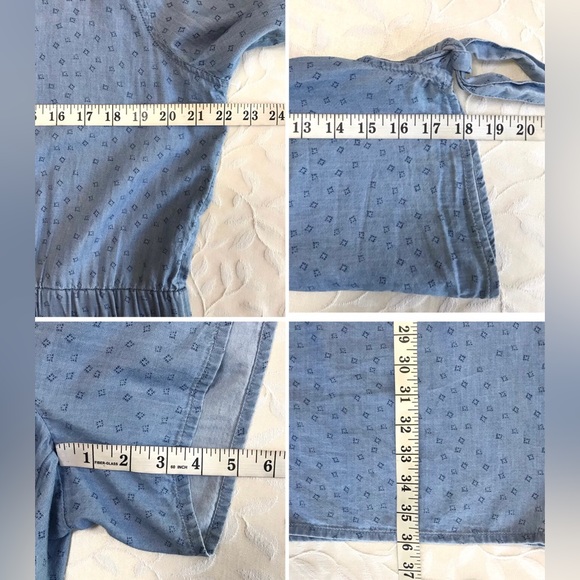 Susina Romper Womens XL Light Blue Chambray V-neck Hip Pockets Casual Shorts - Picture 7 of 8